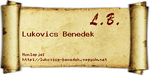 Lukovics Benedek névjegykártya